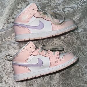 Jordan Kids Pink and White Sneakers